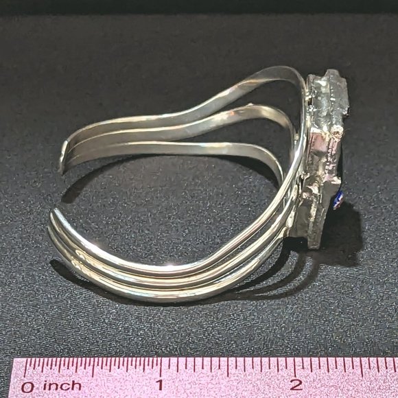 POSTMODERN Multicolor Triple Strand Sterling Silver Dichroic Adjustable Bracelet - Picture 7 of 9